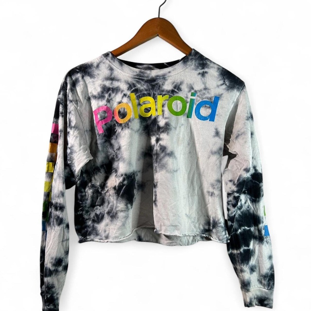 Artsy Kitschy Skater Streetwear Neon Rainbow Checkered Long Sleeve Soft Polaroid